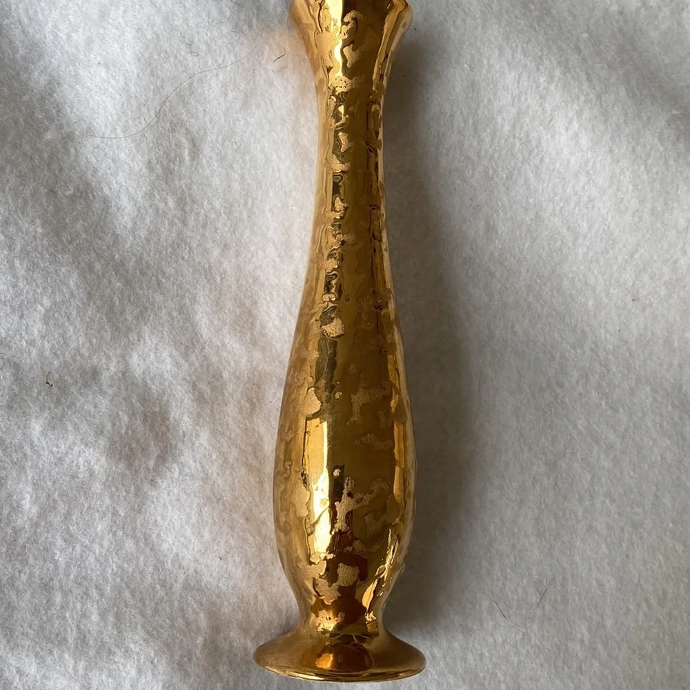 Holley Ross Weeping Gold Splatter Bud Vase Vintage
